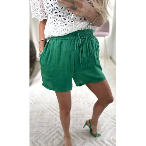 Zoey Silk Shorts - Green
